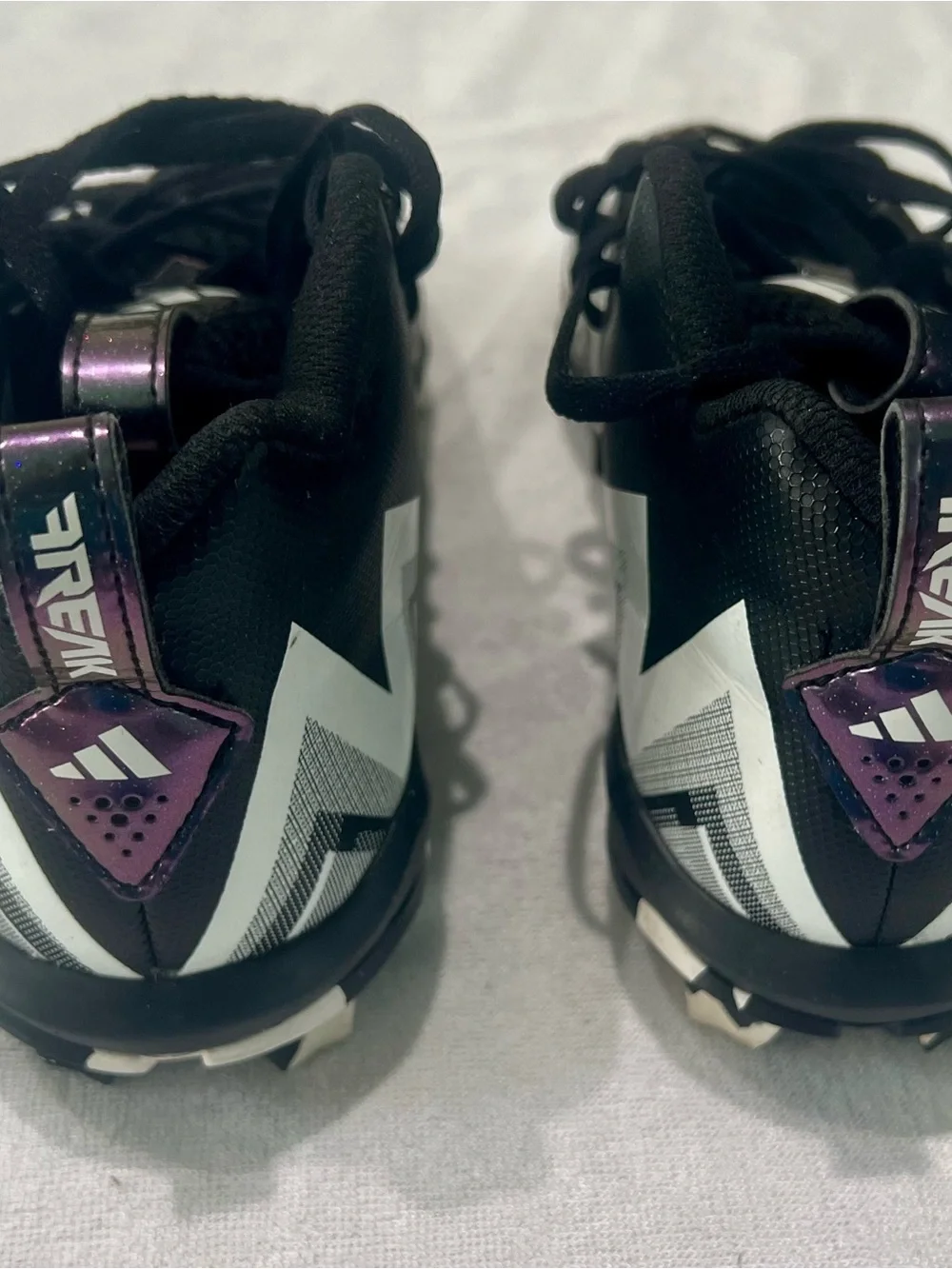 adidas Kids Black and White Sneakers with Iridescent Tongue